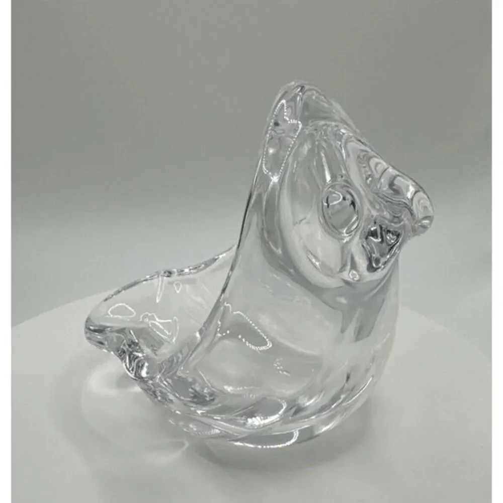 Art Vannes France Crystal Owl Votive/Tealight‎ Candle Holder Signed
